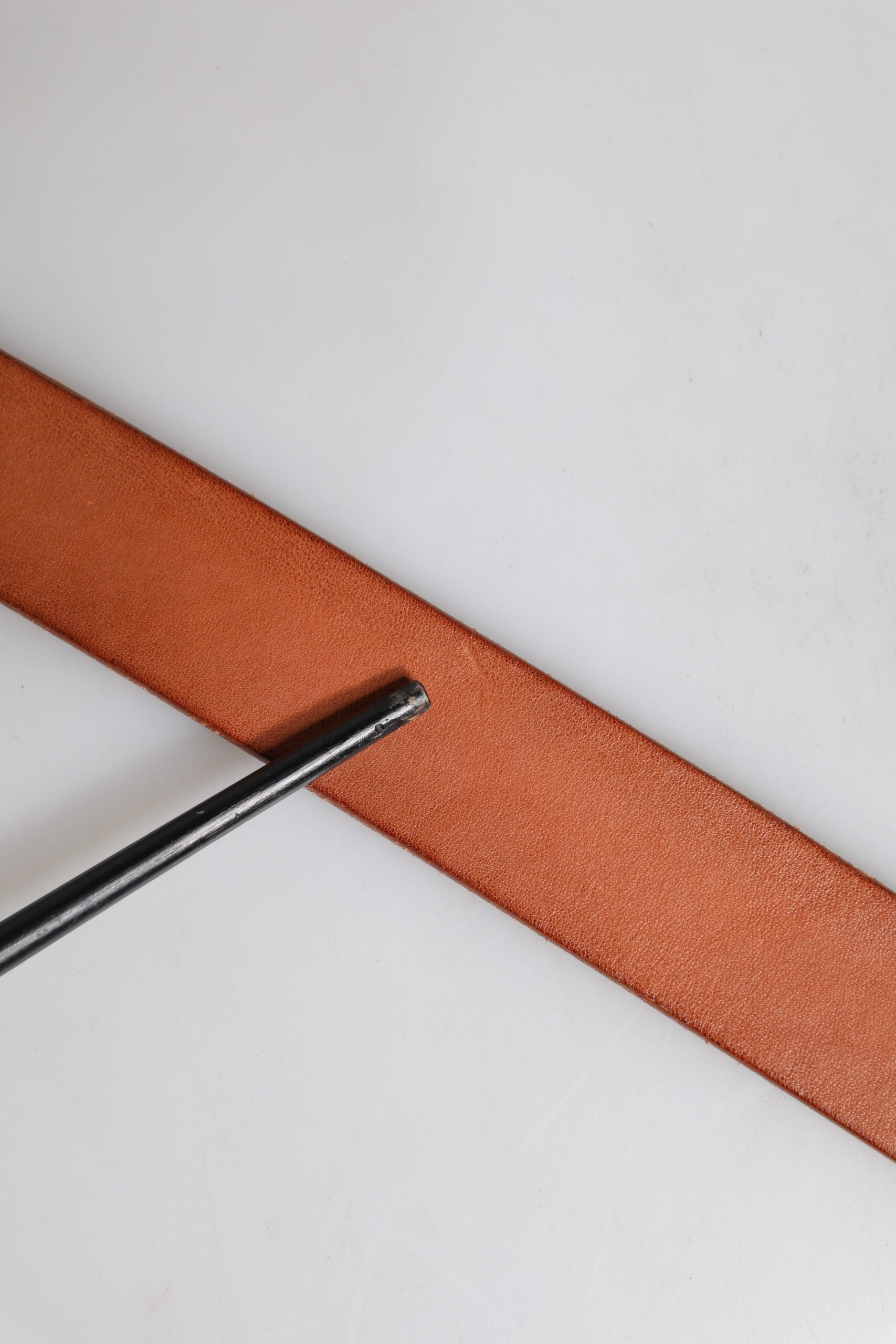 Brown Leather Gold Metal Baroque Buckle Belt