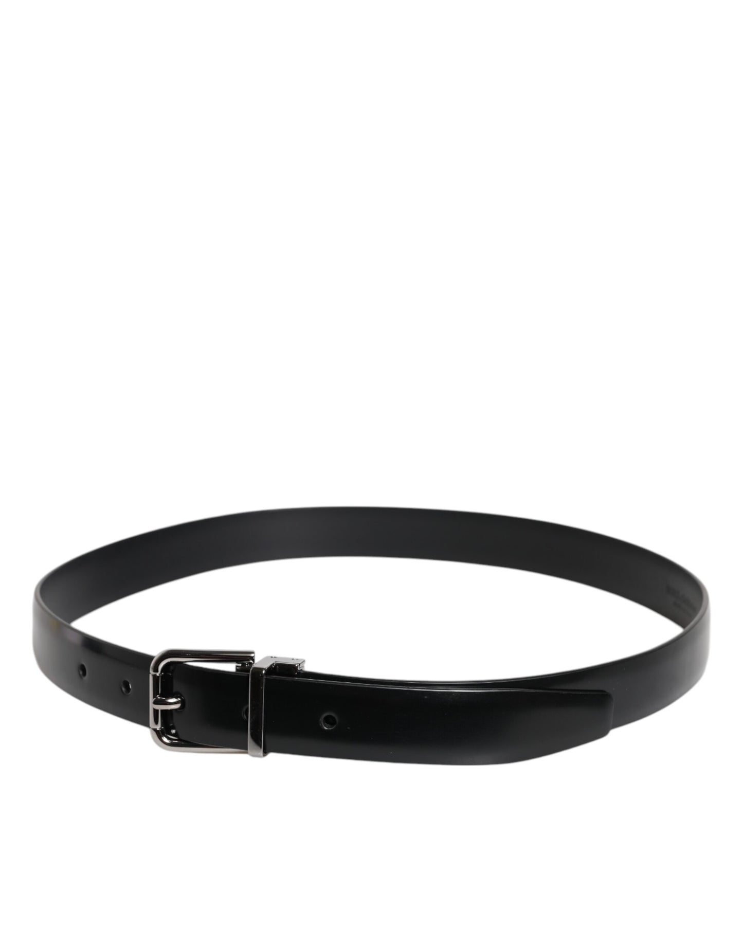 Black Solid Leather Classic Waist Buckle Belt