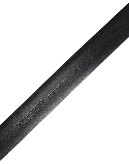 Black Solid Leather Classic Waist Buckle Belt