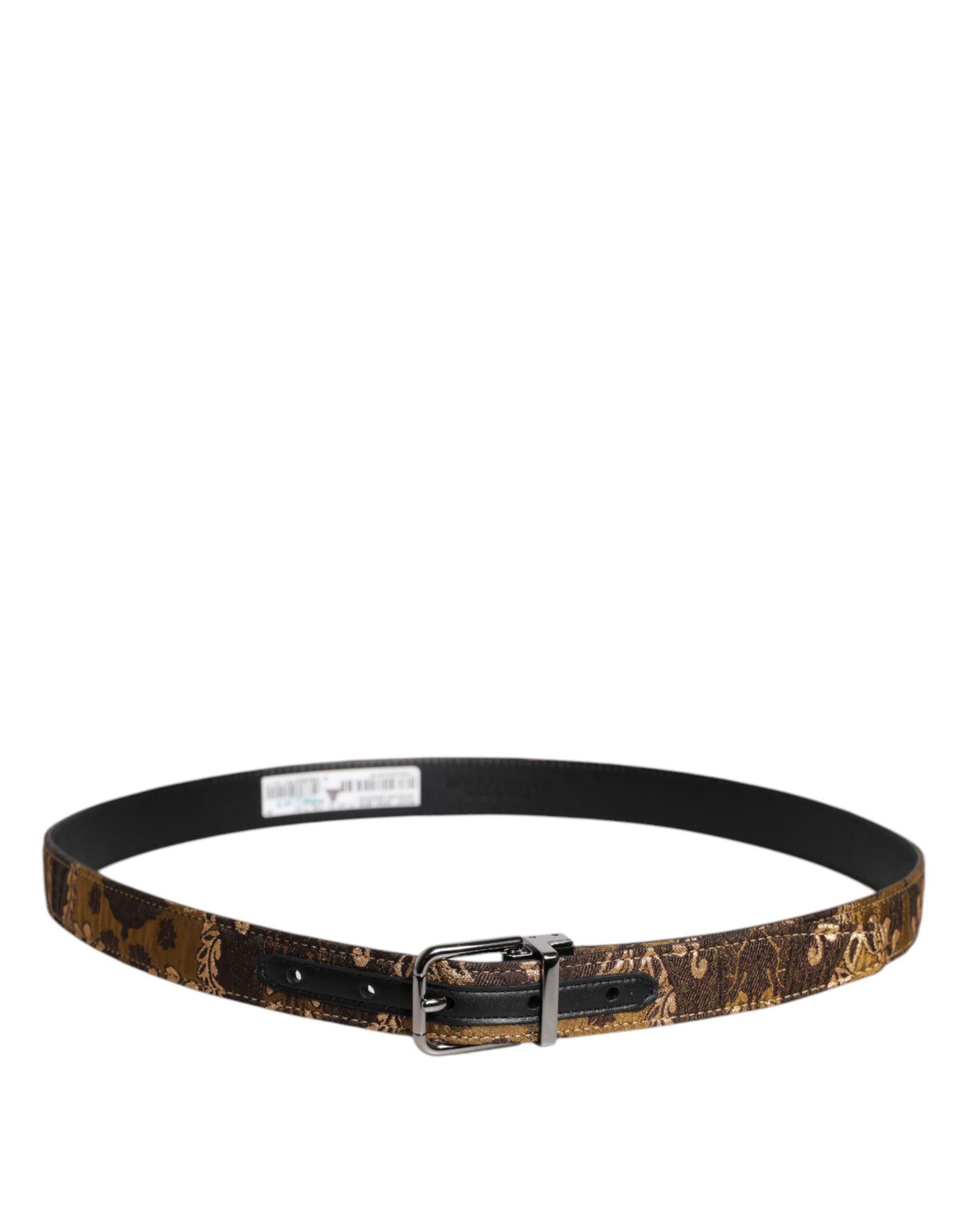 Multicolor Jacquard Leather Logo Buckle Belt