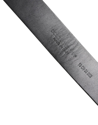 Black Leather Classic Metal Logo Buckle Belt