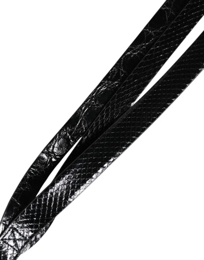 Black Leather Classic Metal Logo Buckle Belt