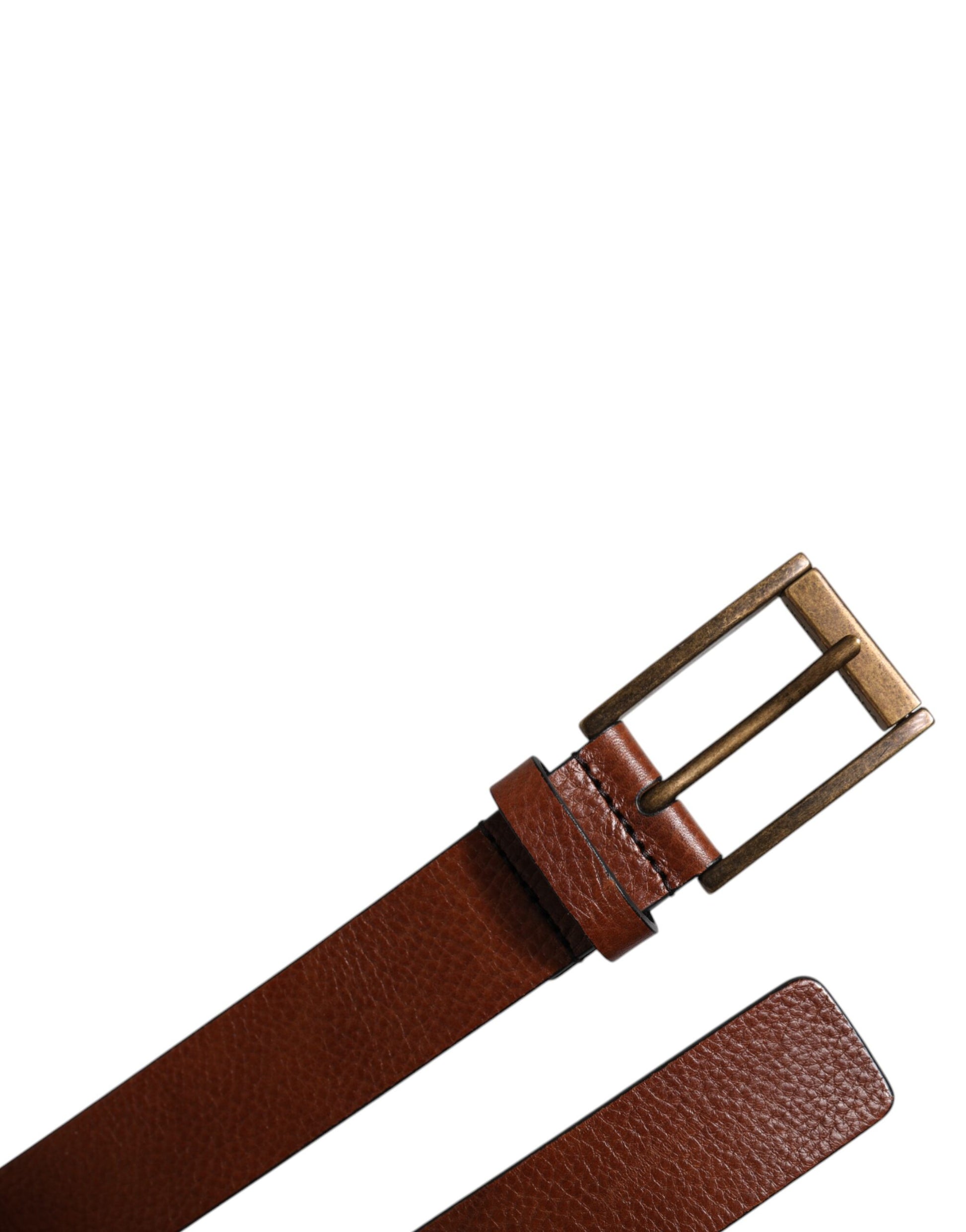 Brown Calf Leather Classic Metal Buckle Belt