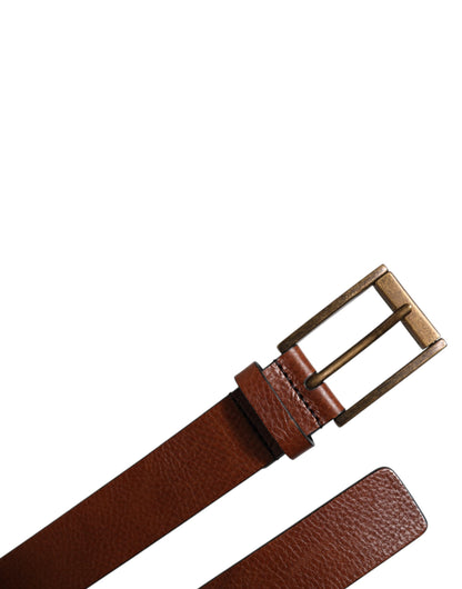 Brown Calf Leather Classic Metal Buckle Belt