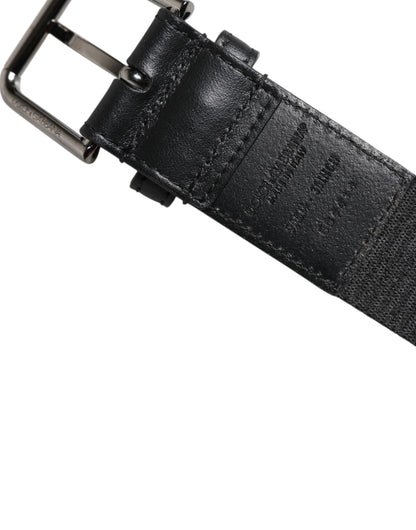 Black Leather Classic Metal Logo Buckle Belt
