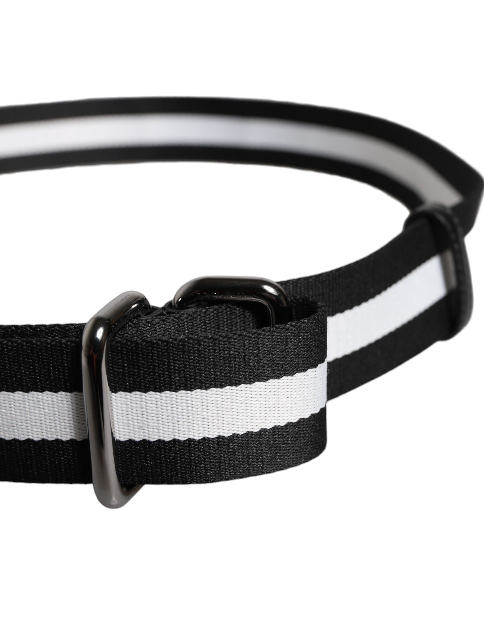 Black Yellow Logo Striped Metal Buckle Belt
