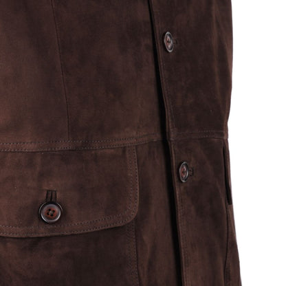 Brown Calfskin Men Bomber Jacket