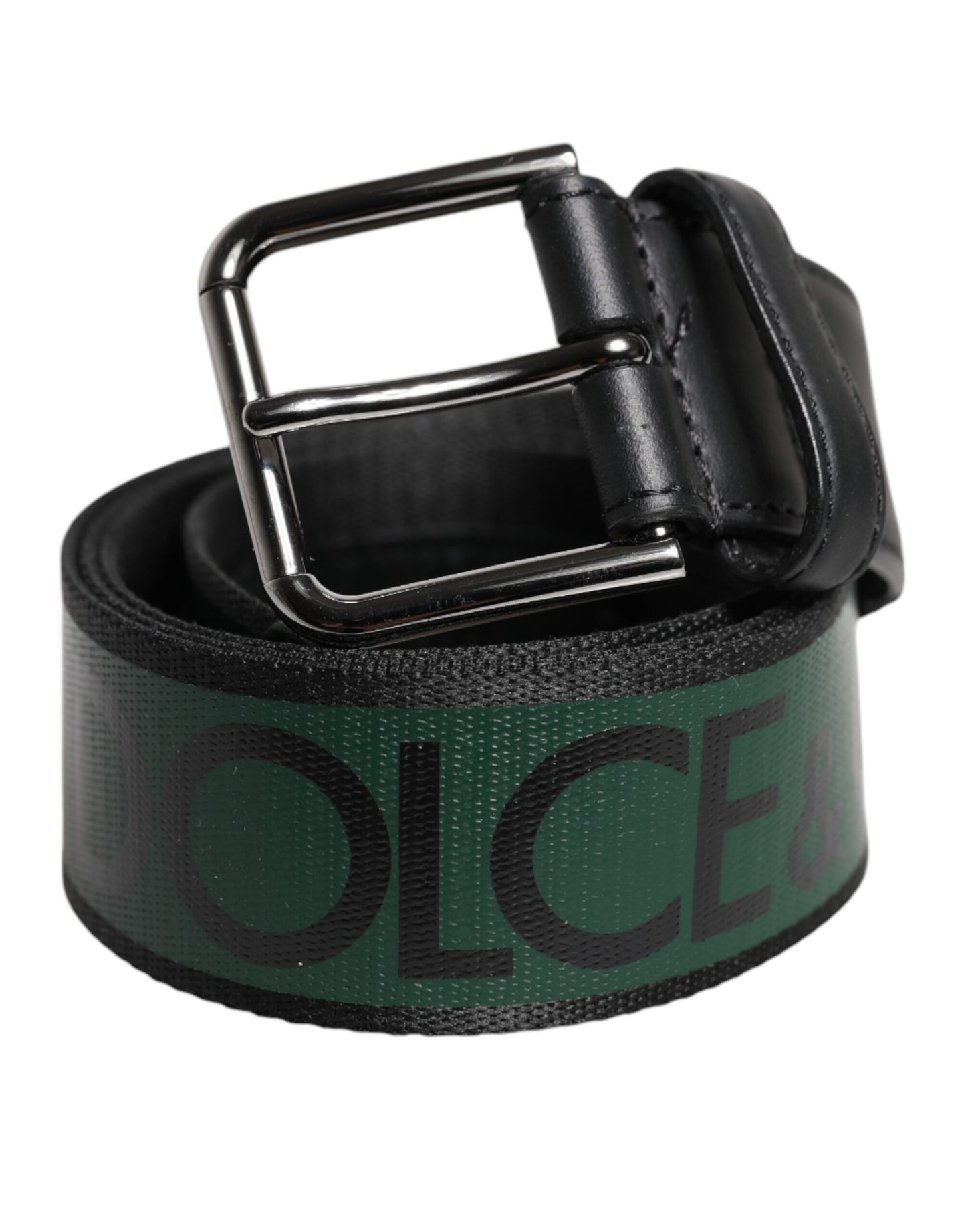 Green Black Classic Metal Logo Buckle Belt