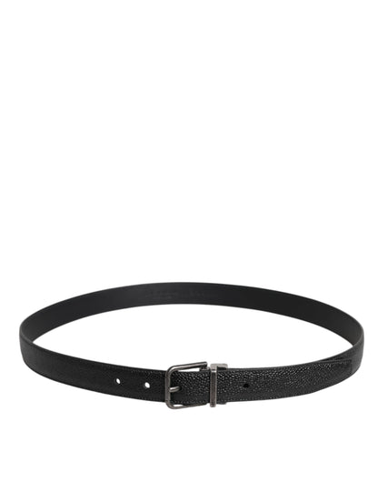 Black Calf Leather Classic Metal Buckle Belt
