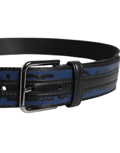 Black Blue Polyester Printed Metal Buckle Belt