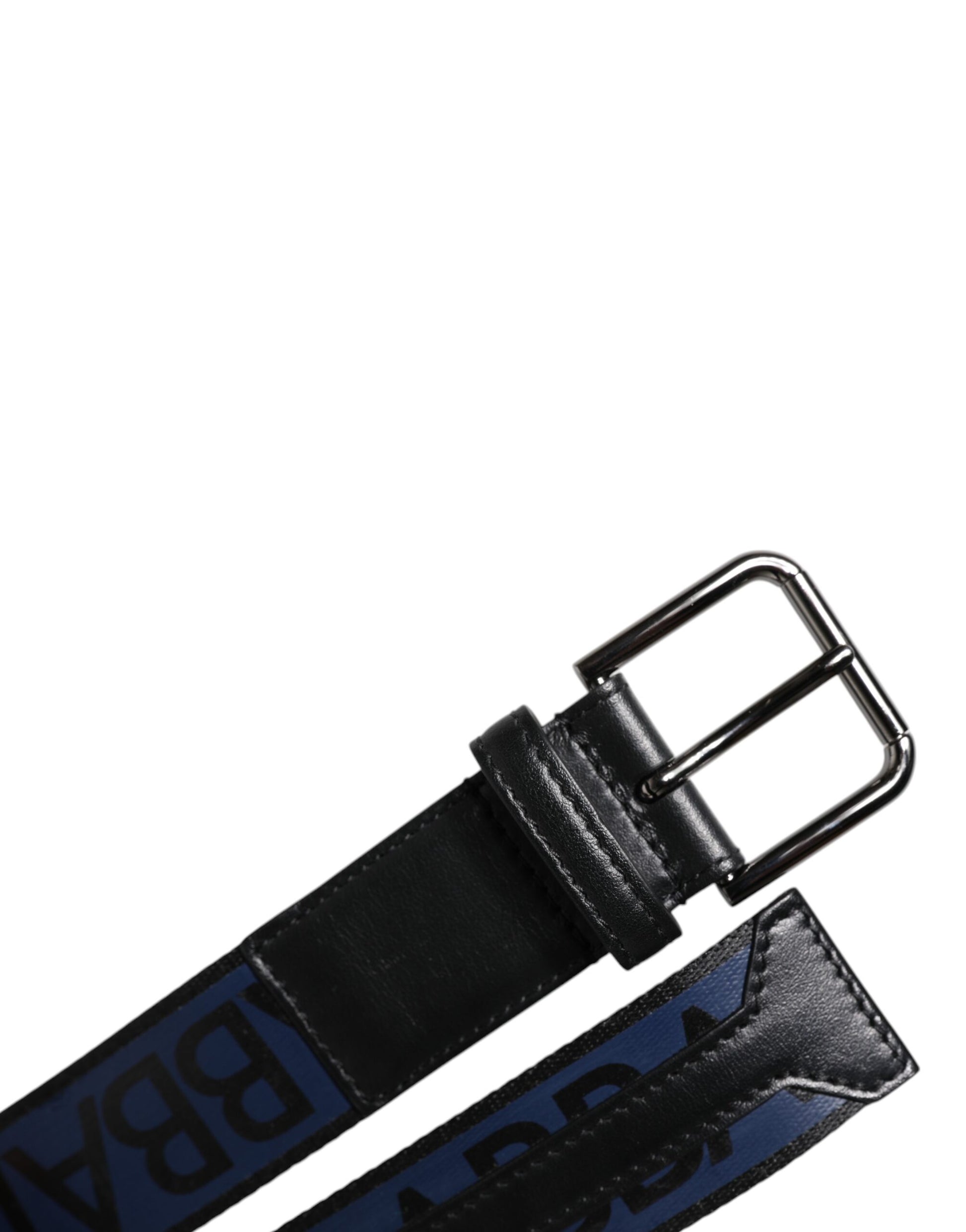Black Blue Polyester Printed Metal Buckle Belt