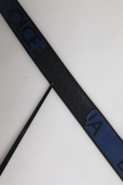 Black Blue Polyester Printed Metal Buckle Belt