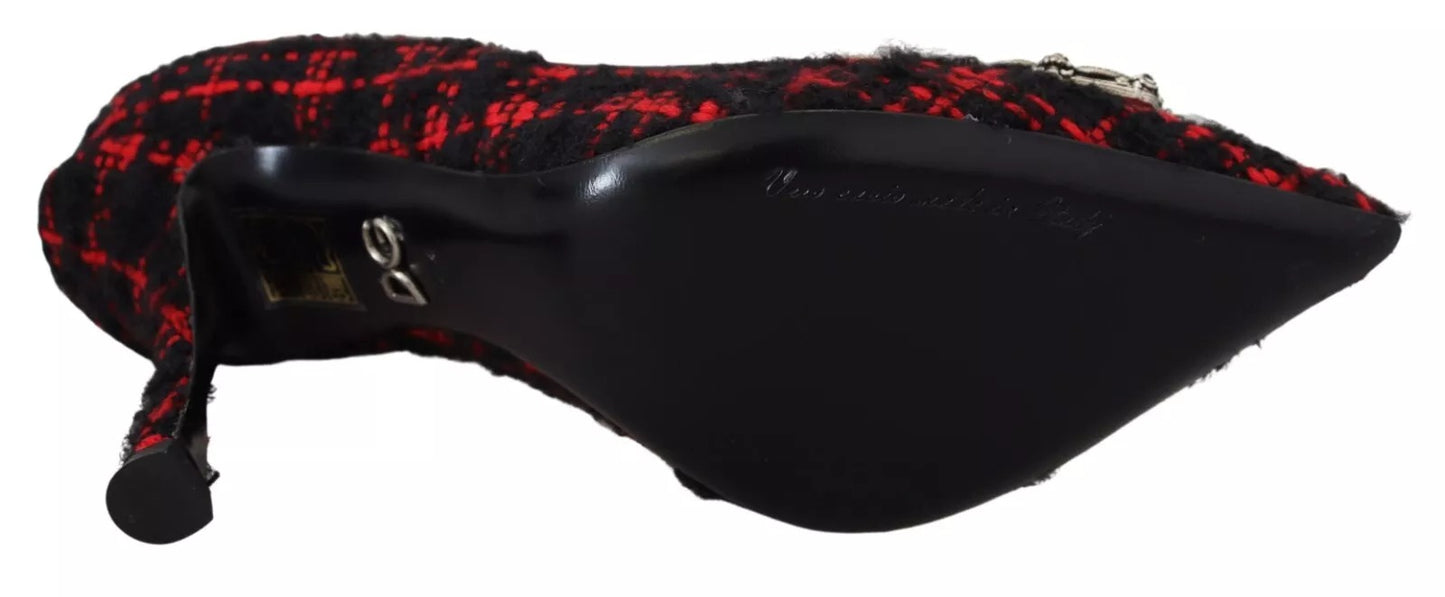 Red Black Tweed DG Amore Heels Pumps Shoes