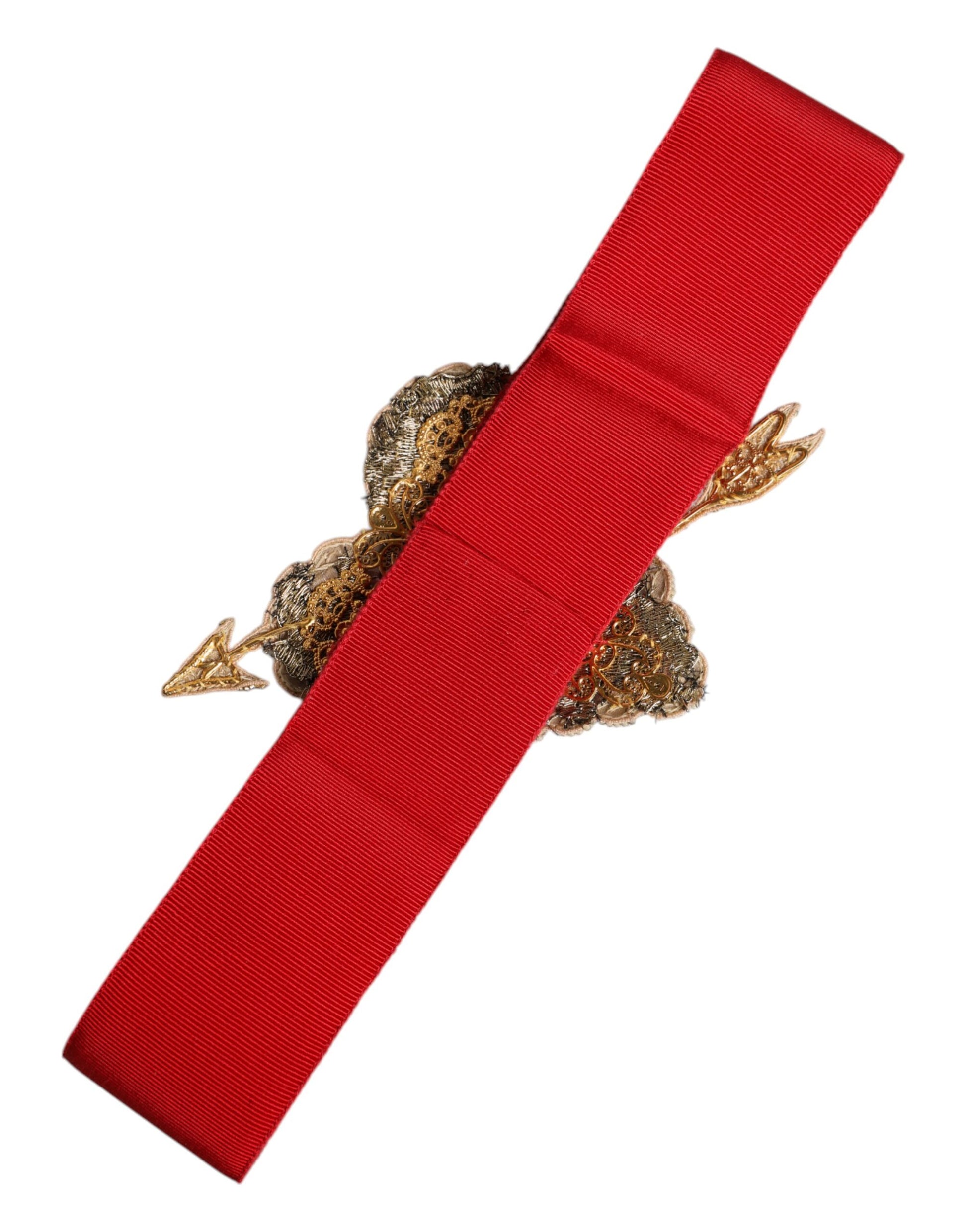 Red Stretch Wide Waist Heart Embellished Belt