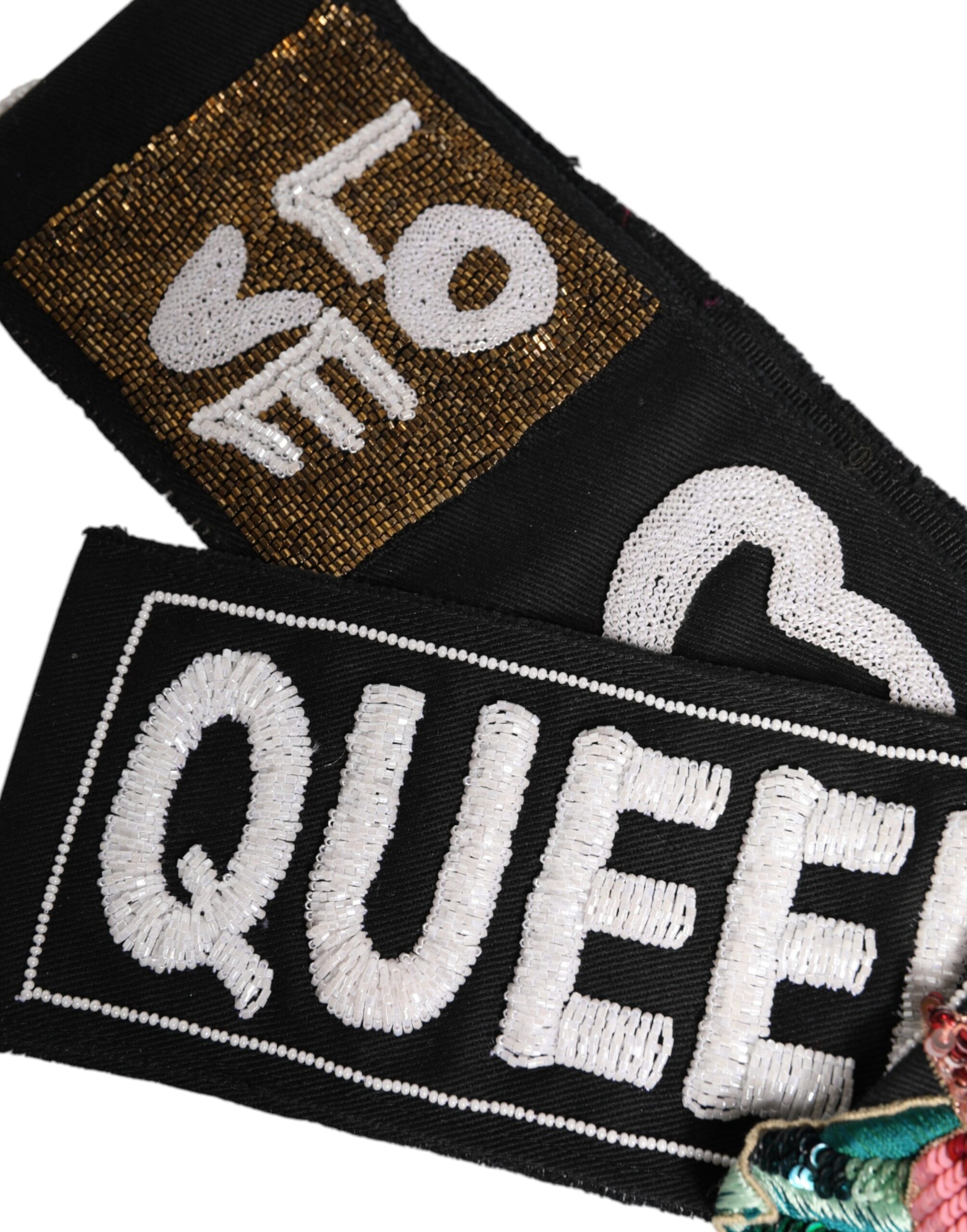 Black Stretch Multicolor Embellished Waist Belt