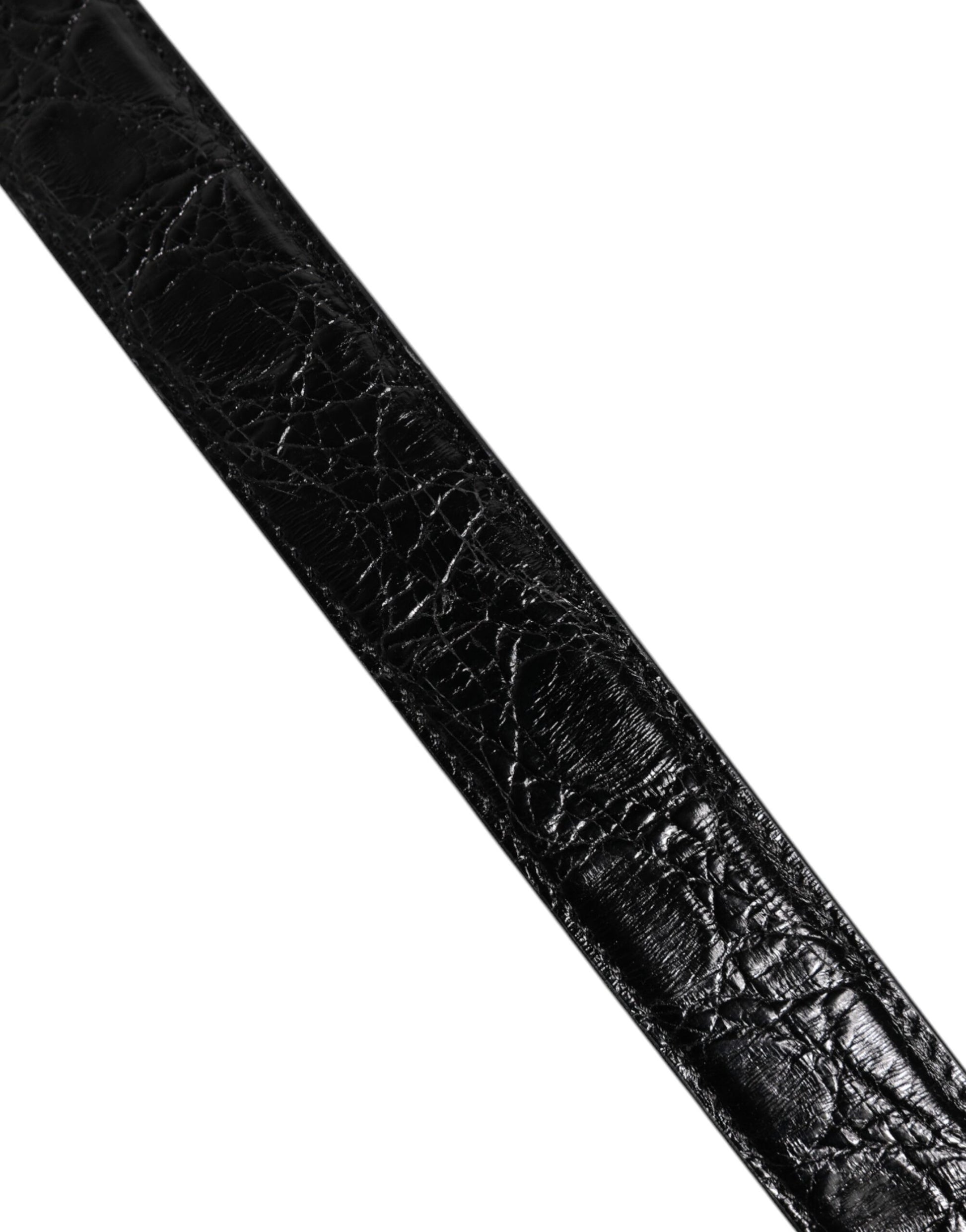 Black Alligator Leather Bag Shoulder Strap