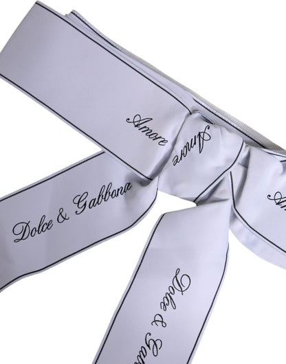 White Waist Ribbon Wide Bow Logo Belt