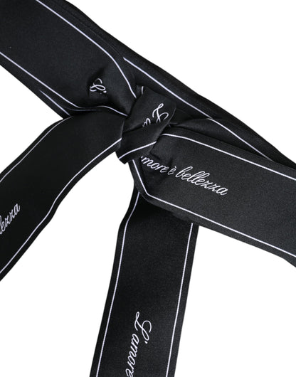 Black Waist Ribbon Wide Bow Logo Belt