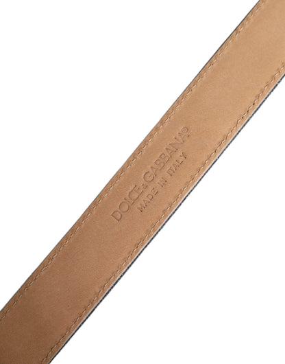 Blue Denim Silver Logo Metal Waist Buckle Belt