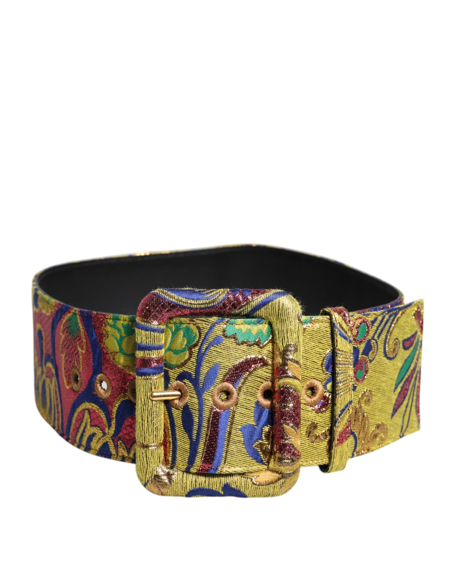 Multicolor Floral Jacquard Wide Waist Belt