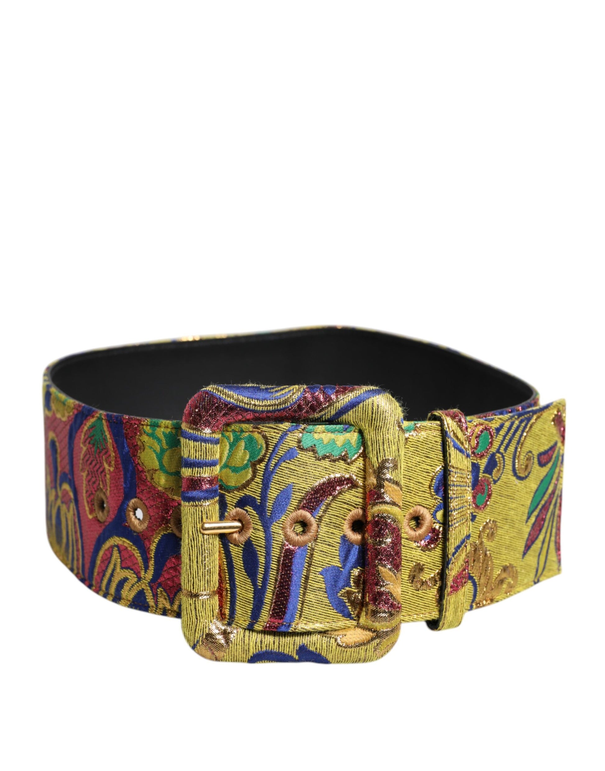 Multicolor Floral Jacquard Wide Waist Belt