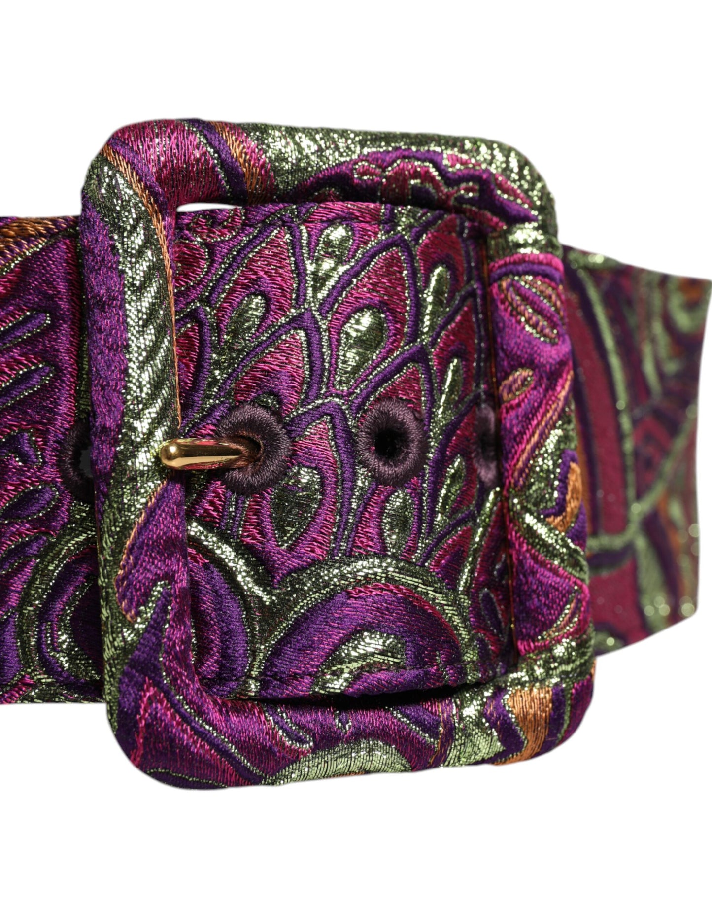 Multicolor Floral Jacquard Wide Waist Belt