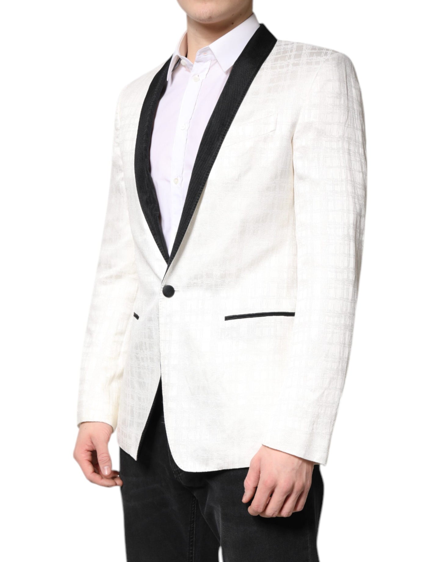 White Black Single Breasted Coat Blazer Suit
