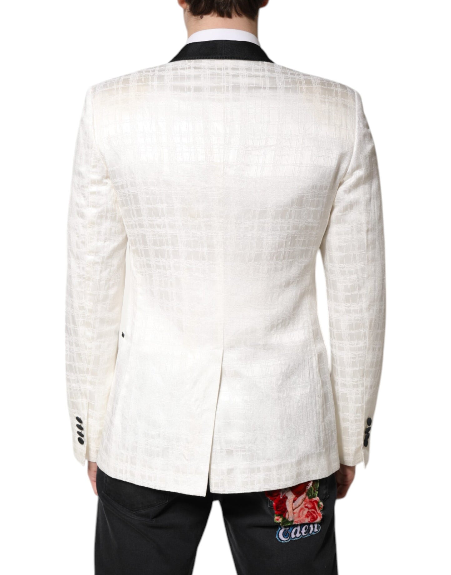 White Black Single Breasted Coat Blazer Suit