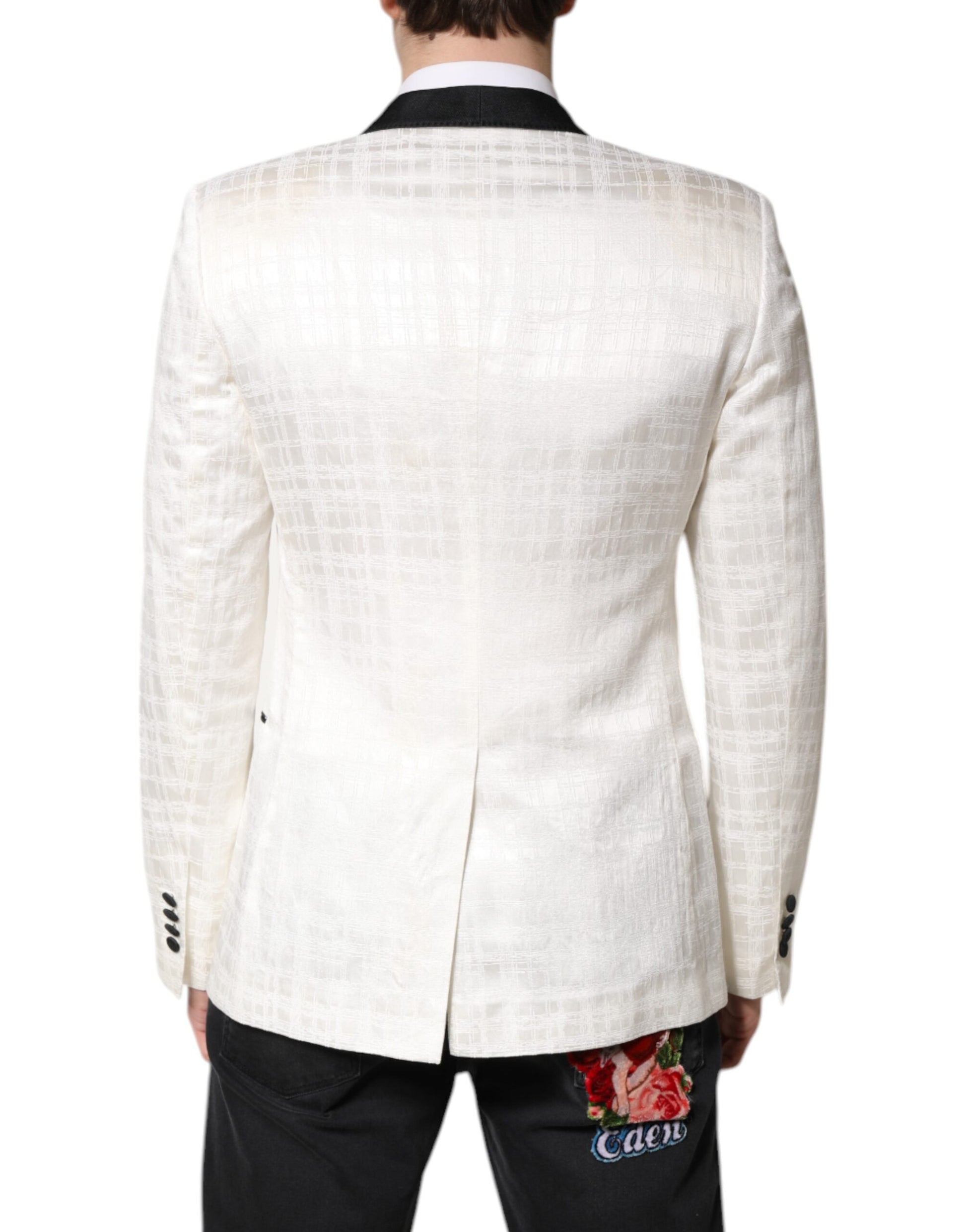 White Black Single Breasted Coat Blazer Suit