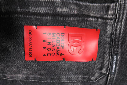 Black Logo Cotton Stretch Denim Jacket