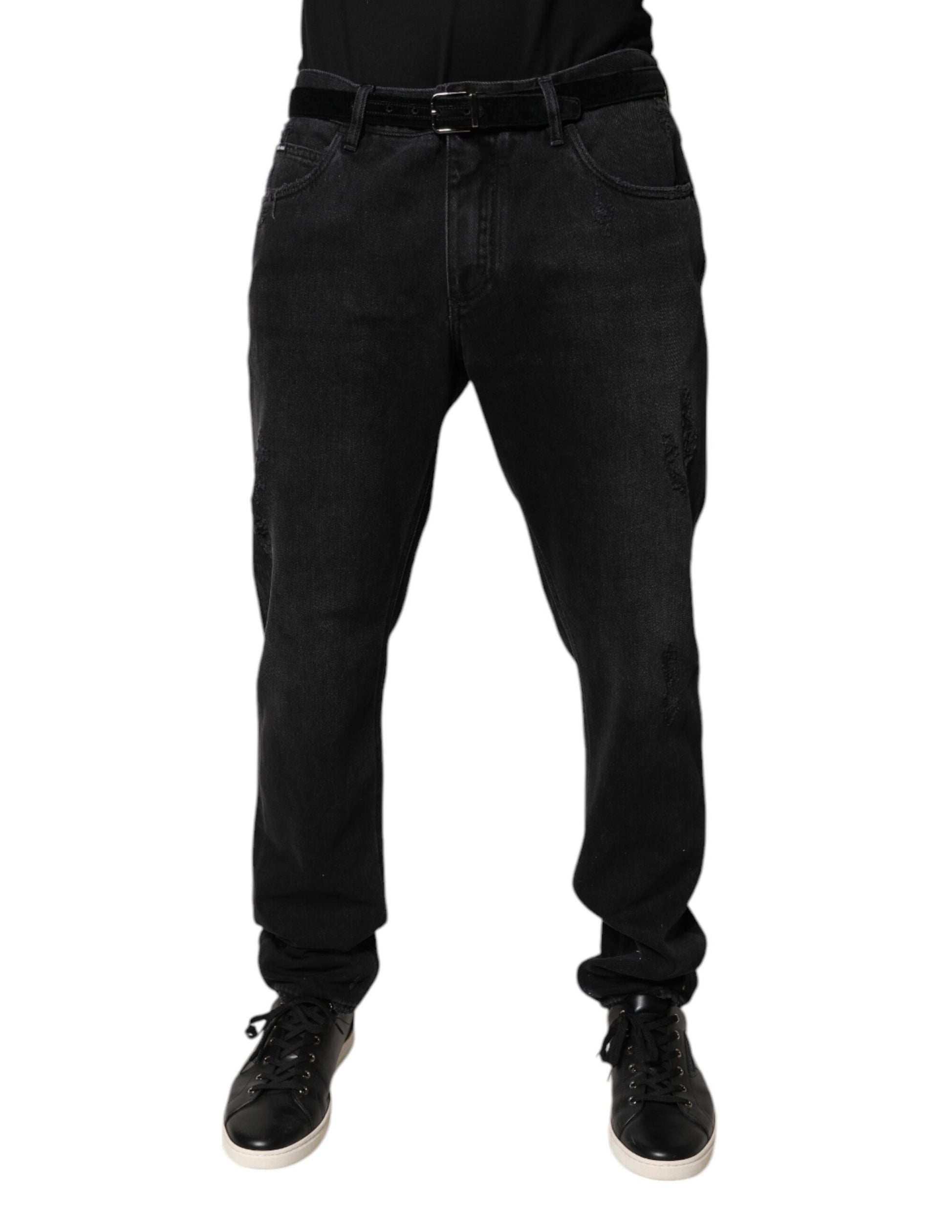 Black Cotton Skinny Men Denim Jeans