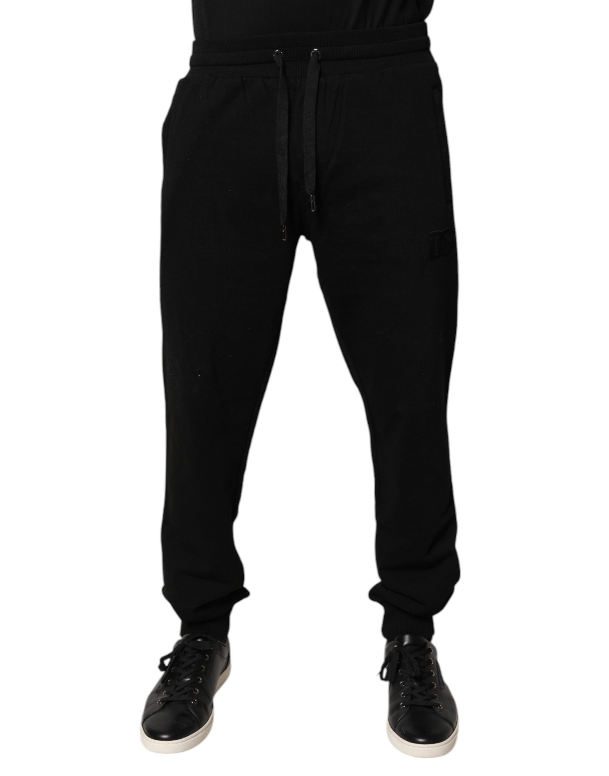 Black Cotton Mid Waist Jogger Sweatpants Pants
