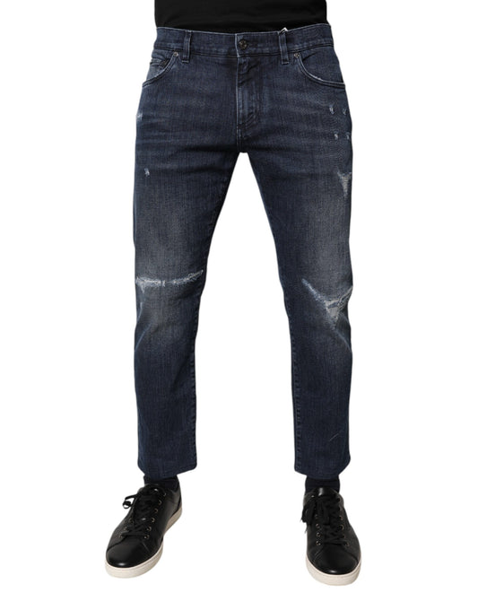 Blue Cotton Stretch Skinny Men Denim Jeans
