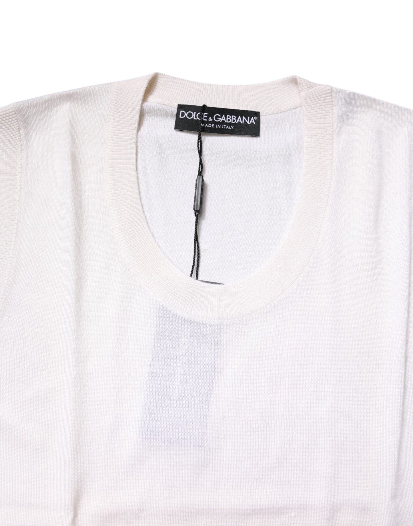 White Sleeveless Cashmere Round Neck Tank Top