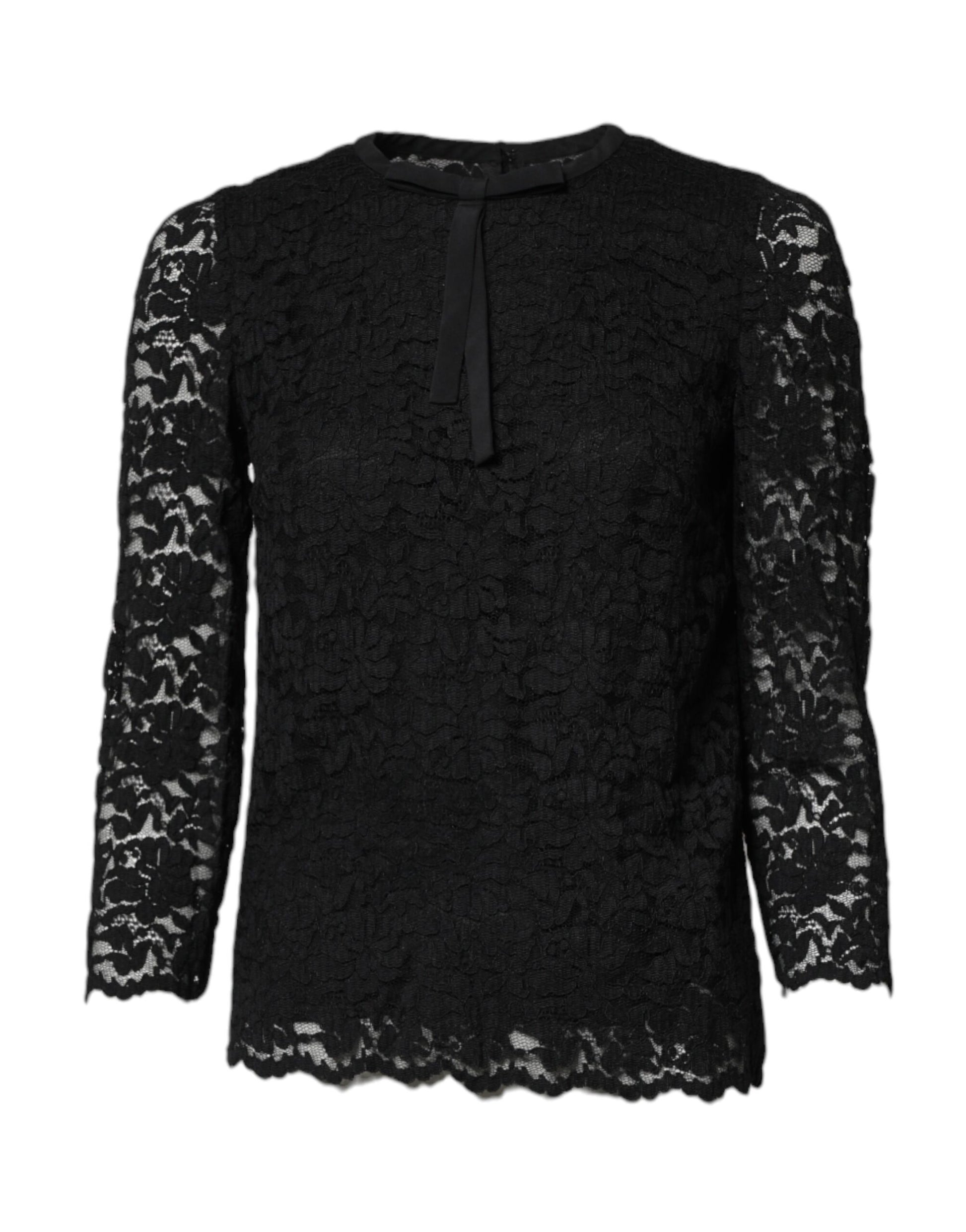 Black Lace STAFF Crew Neck Long Sleeves Top