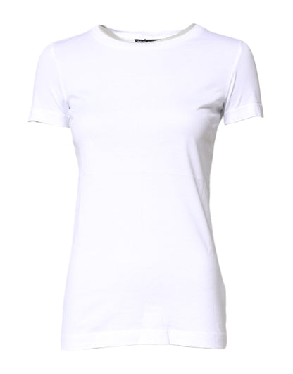 White Cotton Crew Neck Short Sleeves T-shirt