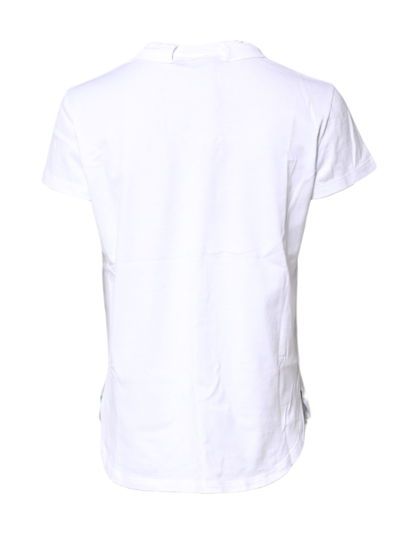 White Logo Crown Cotton Crew Neck T-shirt