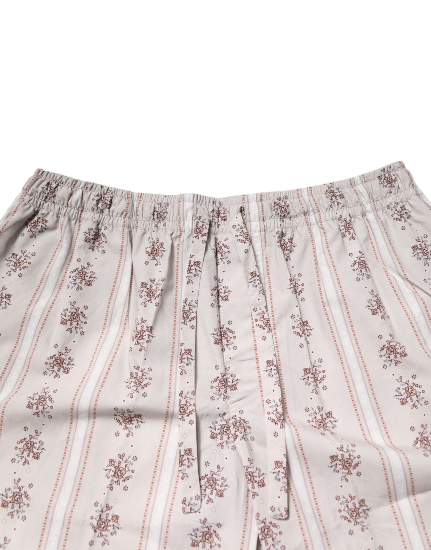 Beige Floral Print Cotton Men Pajama Set Sleepwear