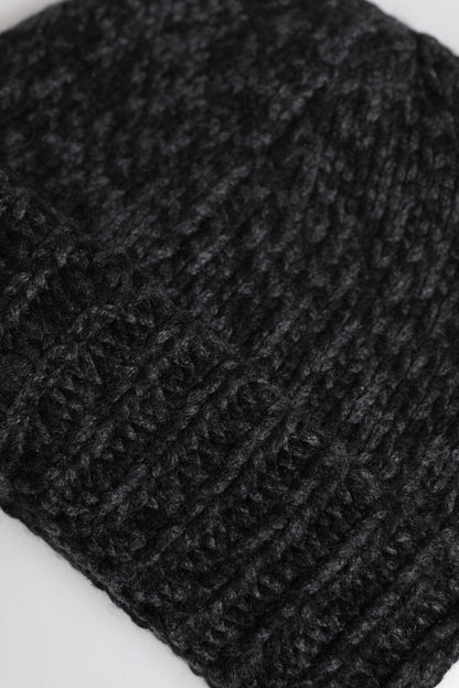Gray Cashmere Knitted Winter Beanie Hat