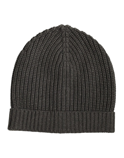 Dark Gray Cashmere Knit Winter Beanie Hat