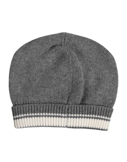 Gray Cashmere Knitted Winter Beanie Hat
