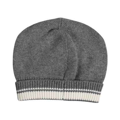 Gray Cashmere Knitted Winter Beanie Hat