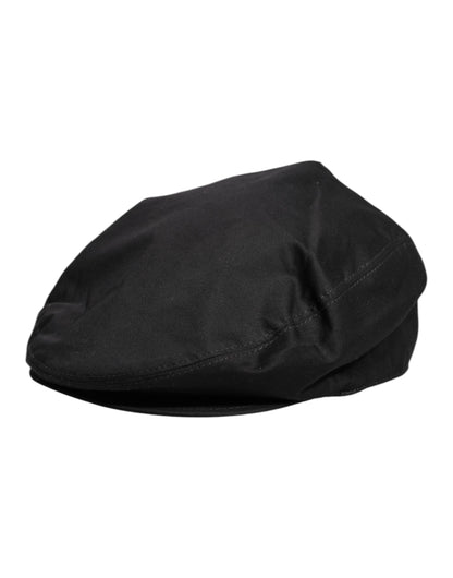 Black Cotton Newsboy Capello Cabbie Hat