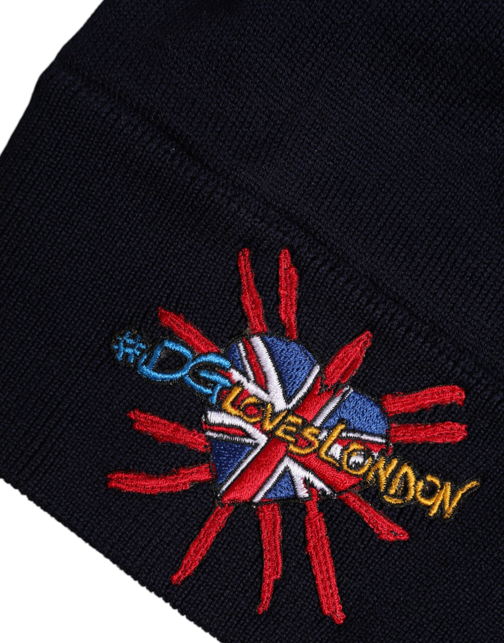 Black Wool #DGLovesLondon Winter Beanie Hat