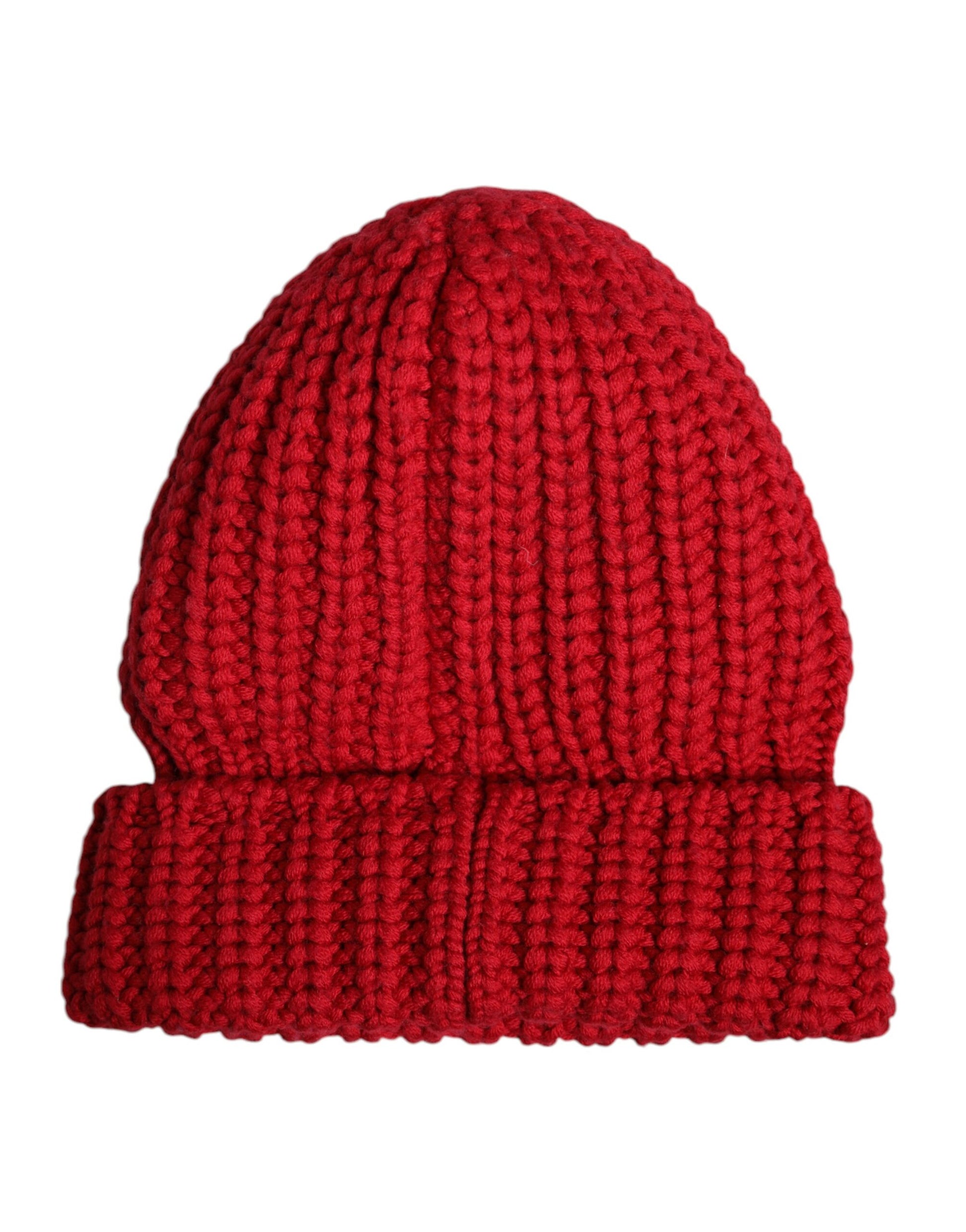 Red Solid Wool Knitted Winter Beanie Hat