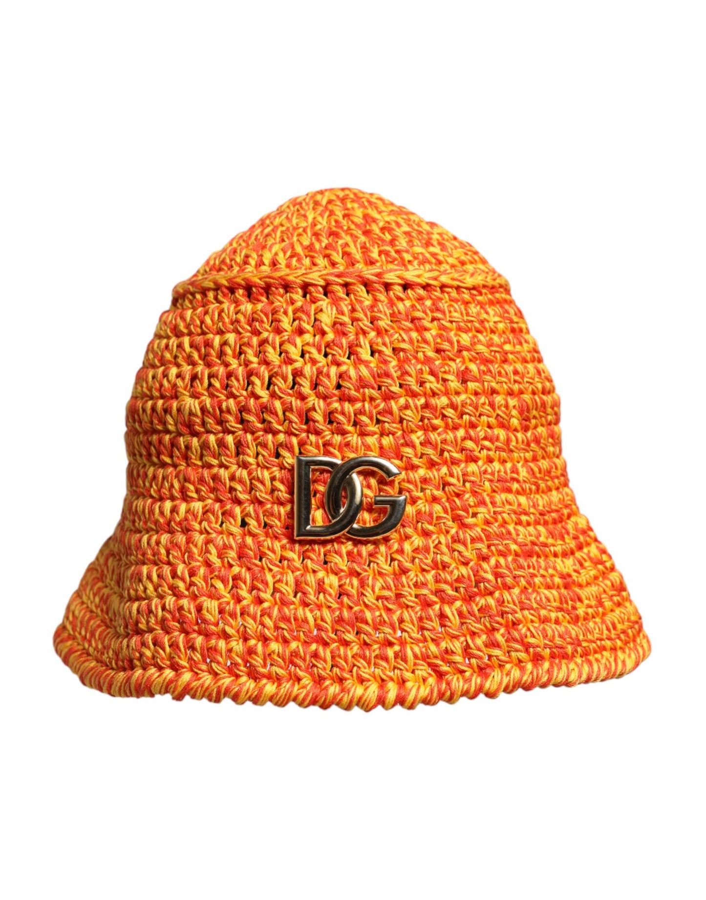 Orange Cotton Crochet DG Logo Bucket  Hat