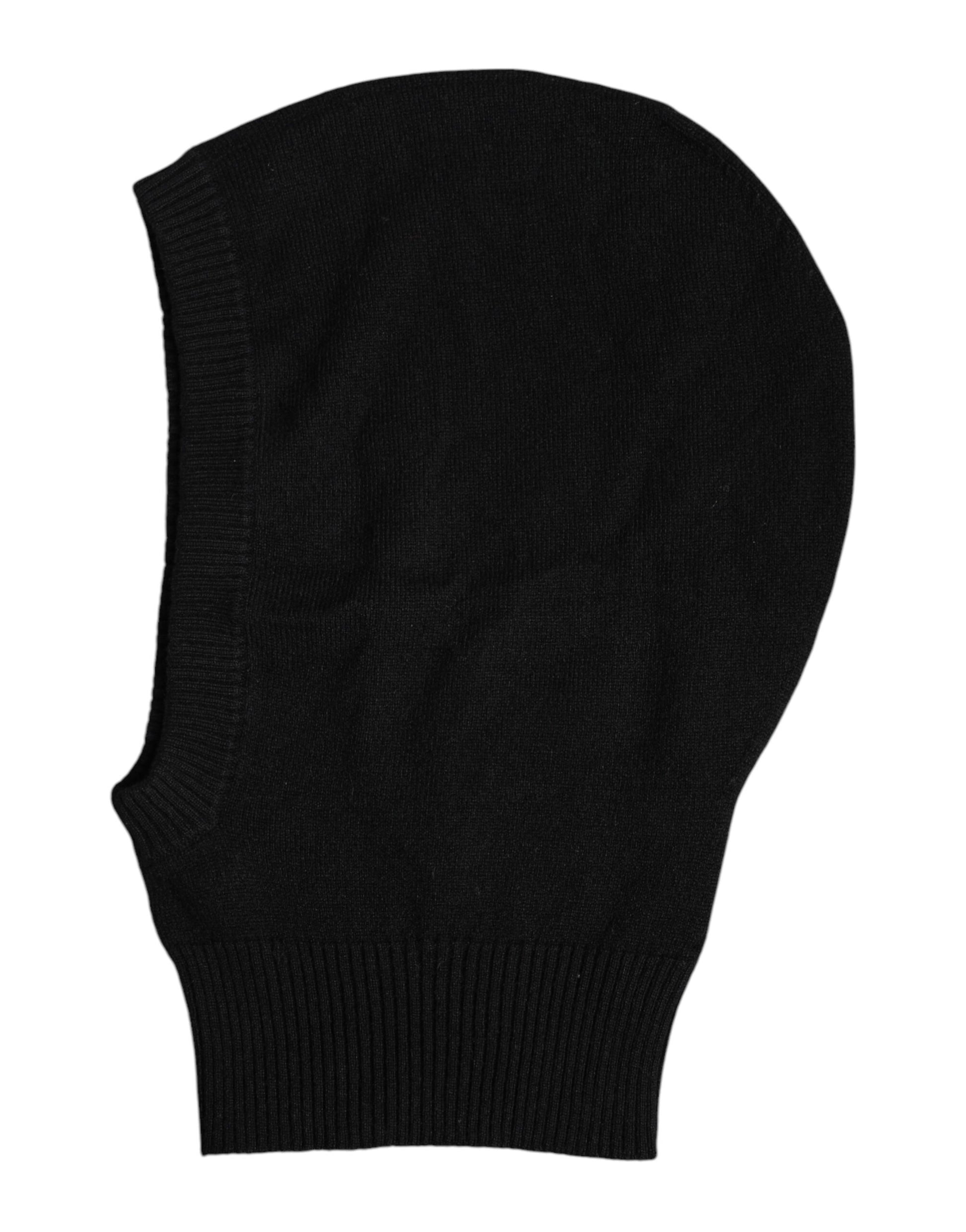 Black Cashmere Knitted Ski Mask Balaclava Hat