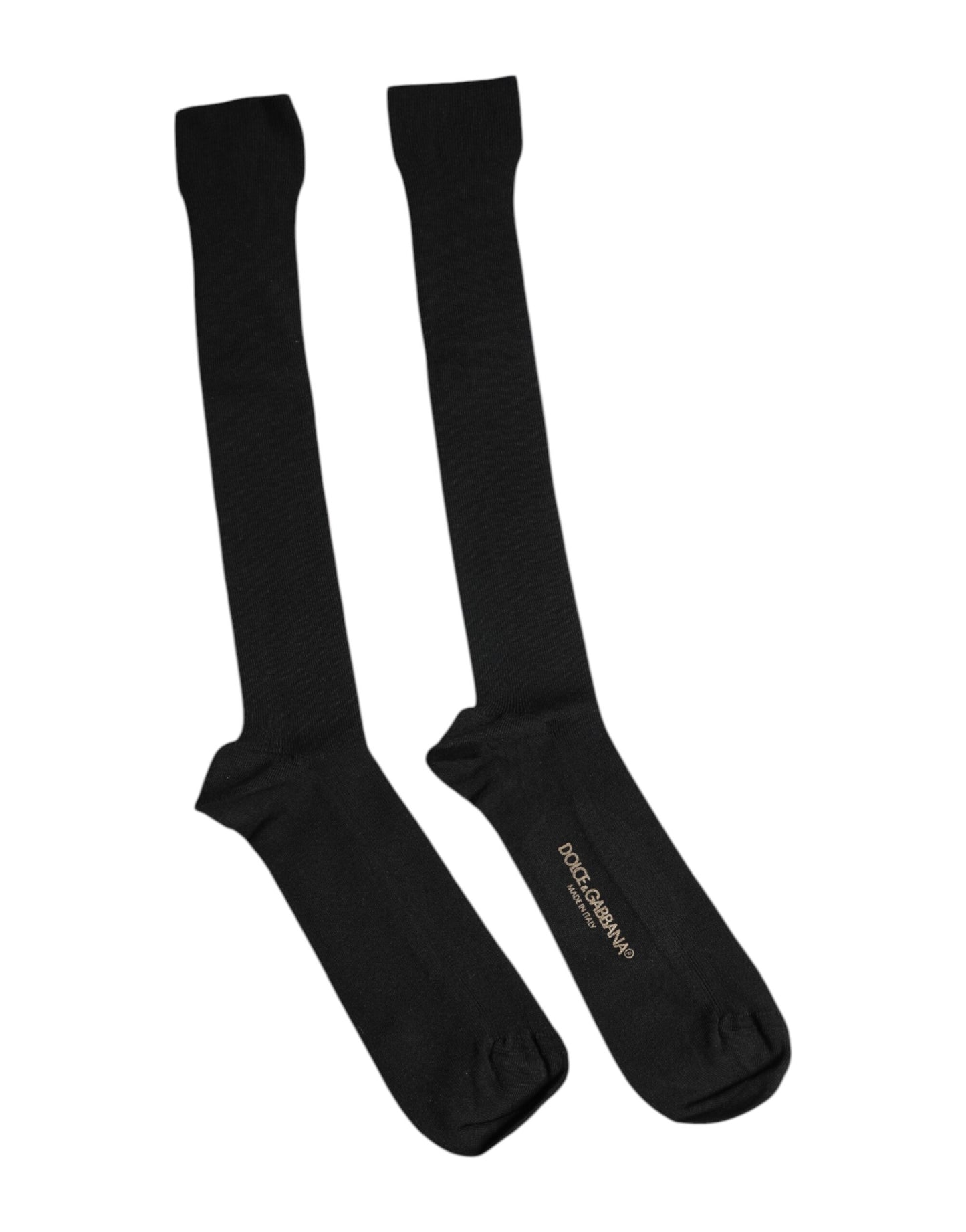 Black Viscose Logo Over The Calf Socks
