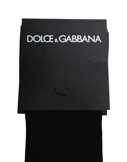 Black Viscose Logo Over The Calf Socks