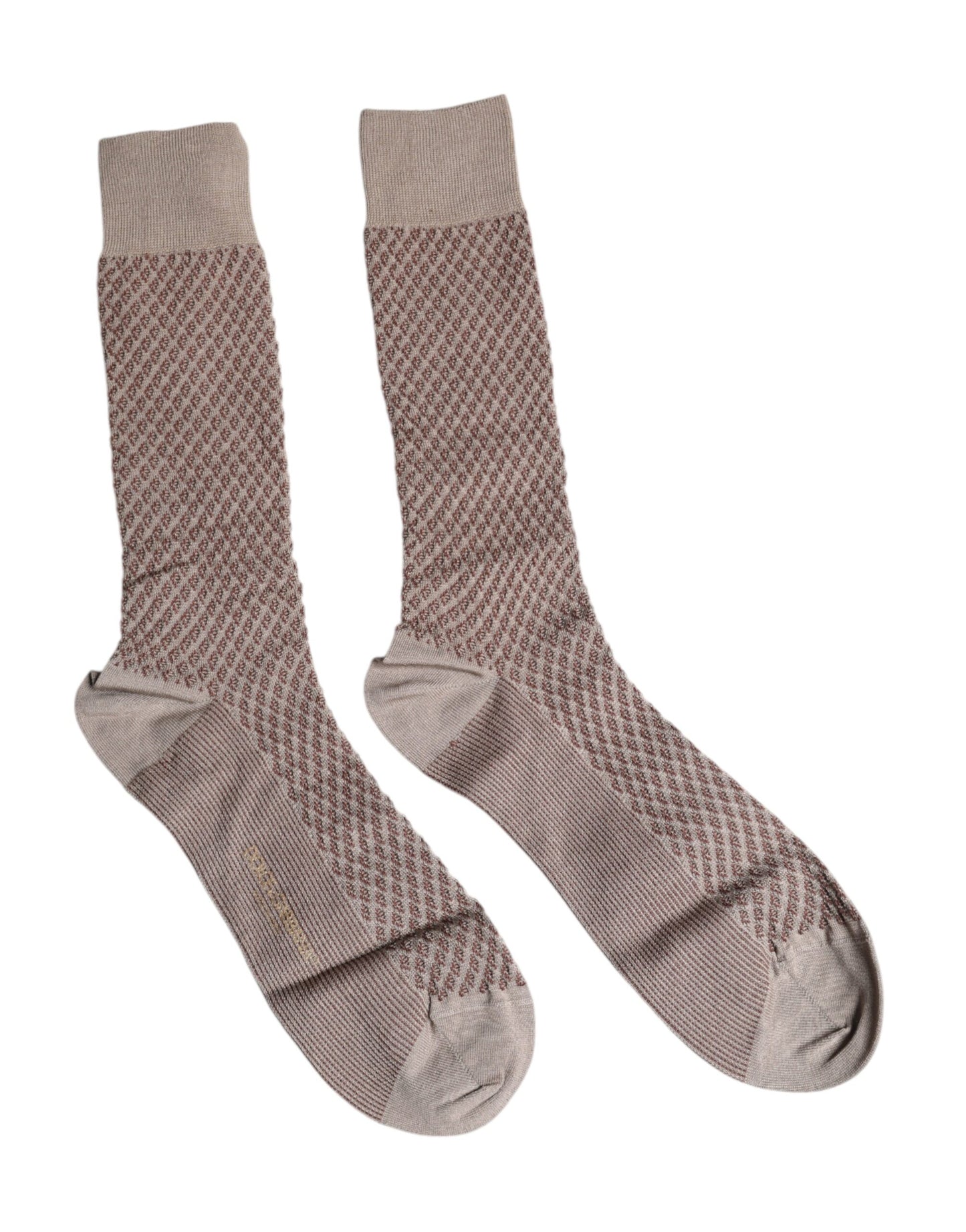 Brown Solid DG Logo Mid Calf Men Socks